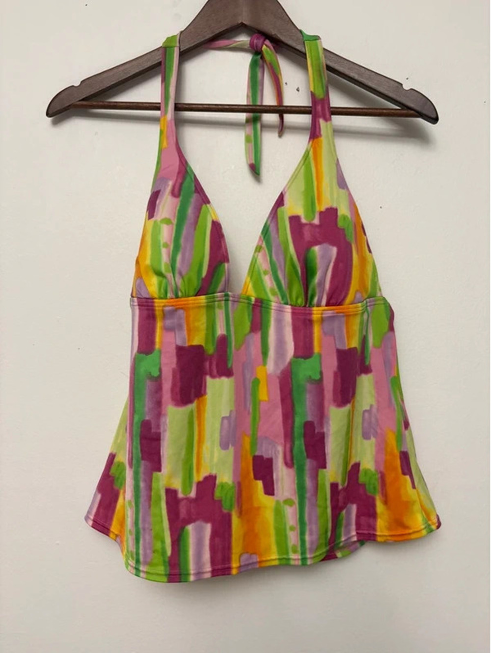 Victoria’s Secret Size Large Colorful Abstract Halter Tankini Swim Top